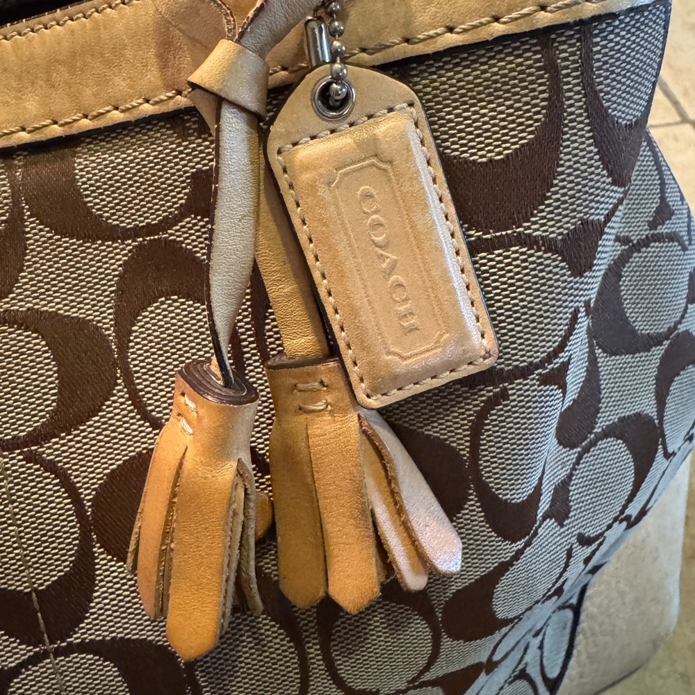 Coach Bundle! Brown and Tan Signature Canvas Tote, Wallet, Apple coin pouch! - Picture 8 of 14